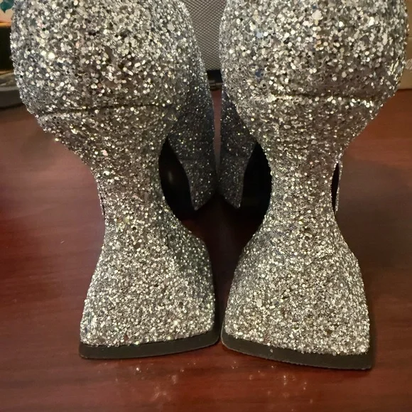 Silver Glitter Women's Shoes- 30th Anniversary addition Mega Munster Buckle Shoe - Picture 4 of 6